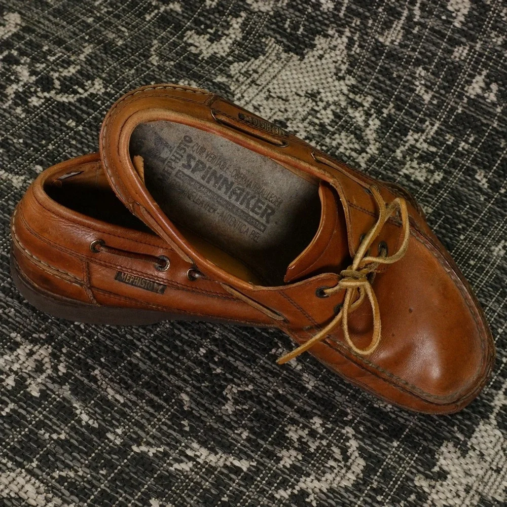 VTG Mephisto Mens 10 Leather‎ Boat Shoes Brown Lace Portugal Casual Deck Comfort